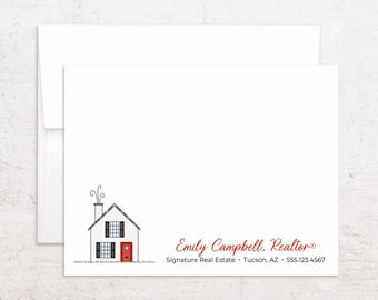 Personalized Realtor Stationery - House Note Cards - Flat Notes