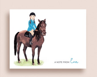 Horse and Rider Note Cards - Horse Folded Note Cards - Personalized Horse Stationery - Horse Thank You Notes - Equestrian Note Cards