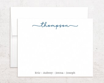 Personalized Family Stationery - Custom Family Note Cards - Flat Notes