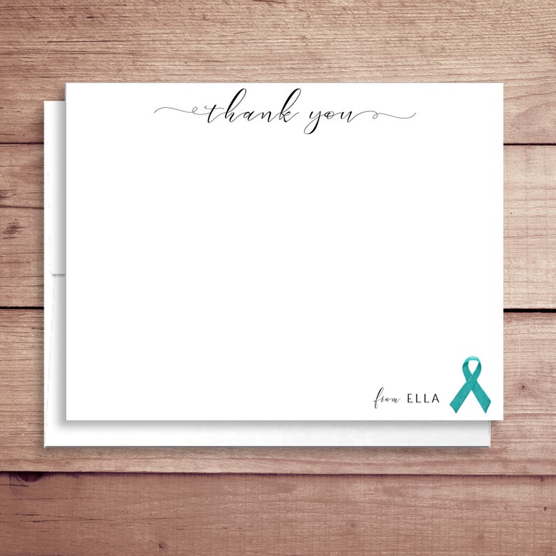 Cancer Ribbon Note Cards Chemo Thank You Cards Flat Notes Etsy