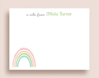 Rainbow Note Cards - Flat Note Cards - Personalized Rainbow Stationery - Rainbow Stationary - Rainbow Thank You Notes