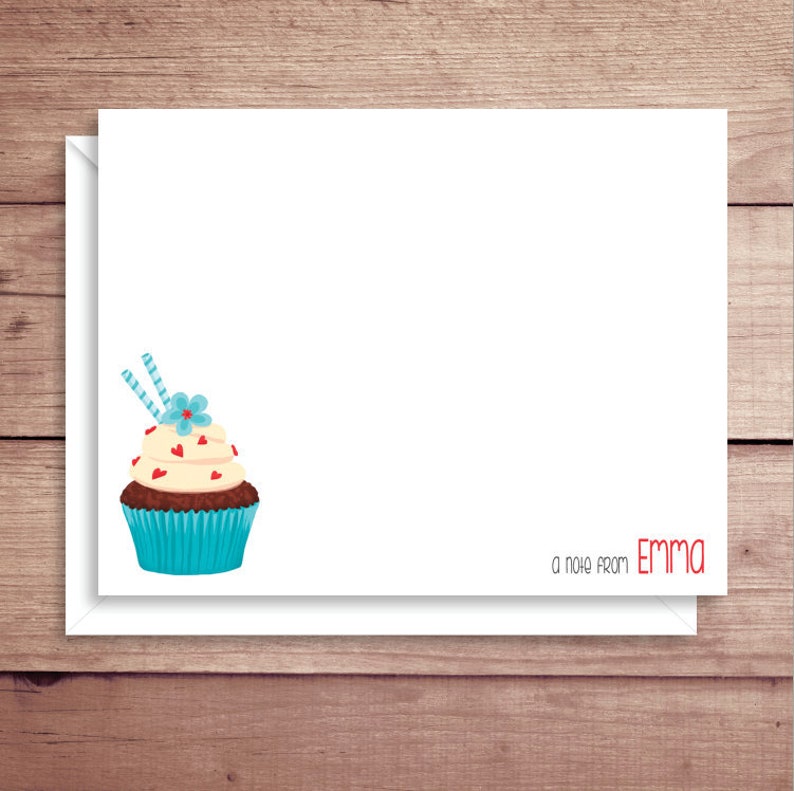 Cupcake Flat Notes Cupcake Flat Note Cards Birthday Thank You Cards Cupcake Thank You Cards- Illustrated Cupcake Note Cards
