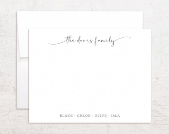 Personalized Family Stationery - Custom Family Note Cards - Flat Notes