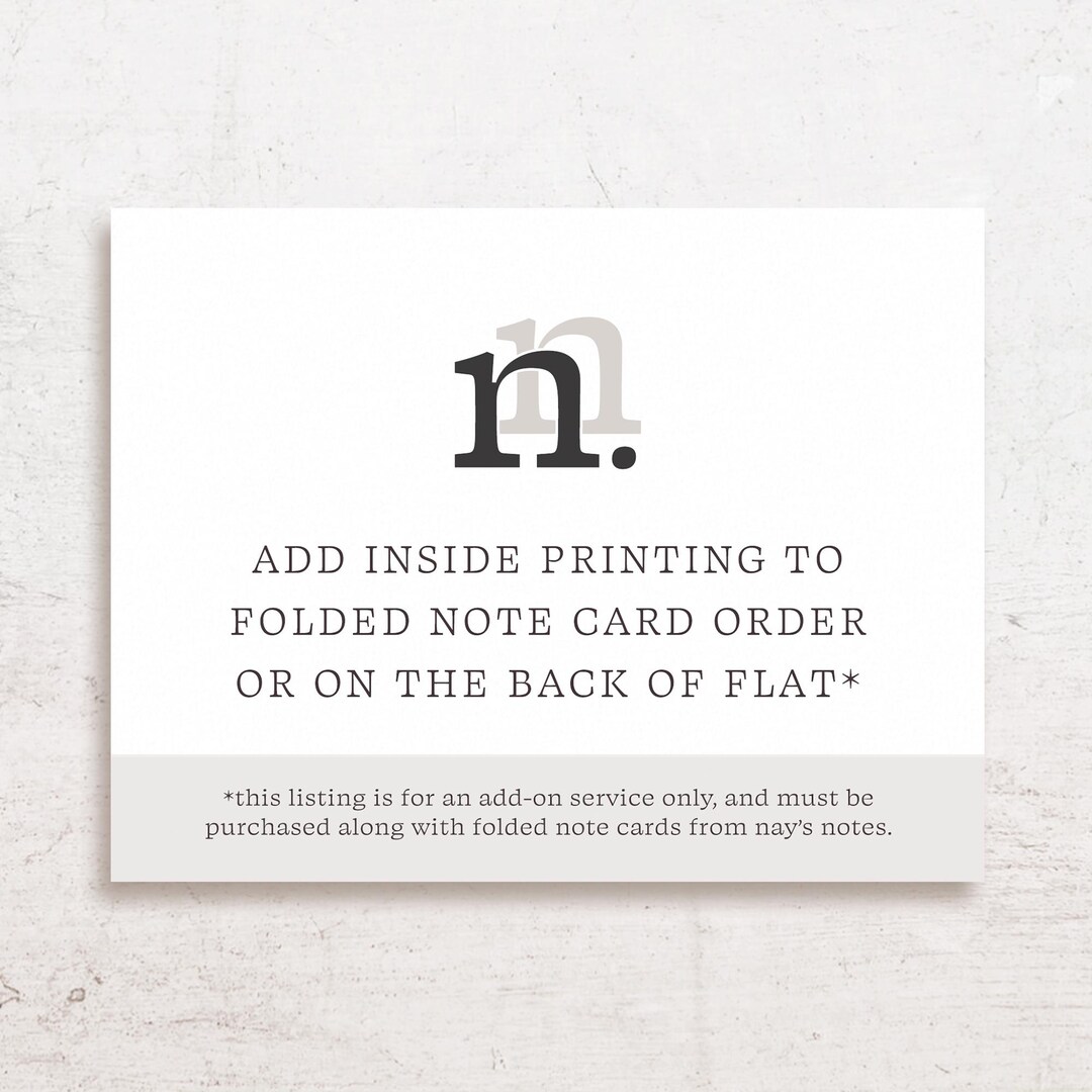 ADD Inside Printing to Folded Note Card Order - Font Match - Etsy