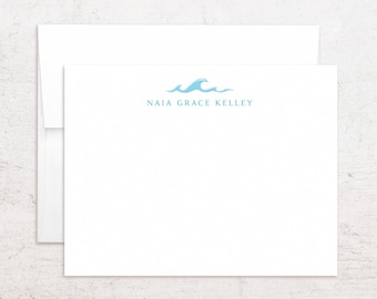 Tarjetas Wave Note Cards - Papelería personalizada Little Wave - Notas planas personalizadas