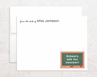 Tarjetas de notas para profesores - Papelería personalizada con diseño de pizarra - Regalo para profesores - Notas planas