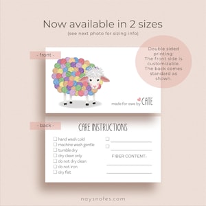 Knitting Care Info Cards - Knitting Gift Cards - Crochet Care Info - Sheep Knitting Care Instructions - Crochet Care Instruction Cards