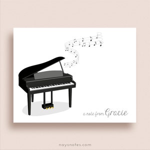 Piano Note Cards - Folded Note Cards - Personalized Piano Stationery - Piano Thank You Notes - Instrument Note Cards