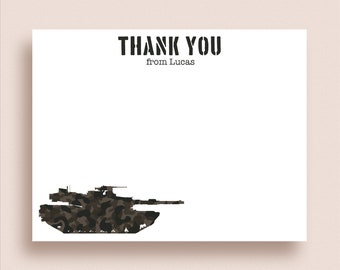Tank Note Cards - Army Tank Flat Notes - Army Thank You Notes - Personalized Army Note Cards - Army Tank Stationery - Army Stationery
