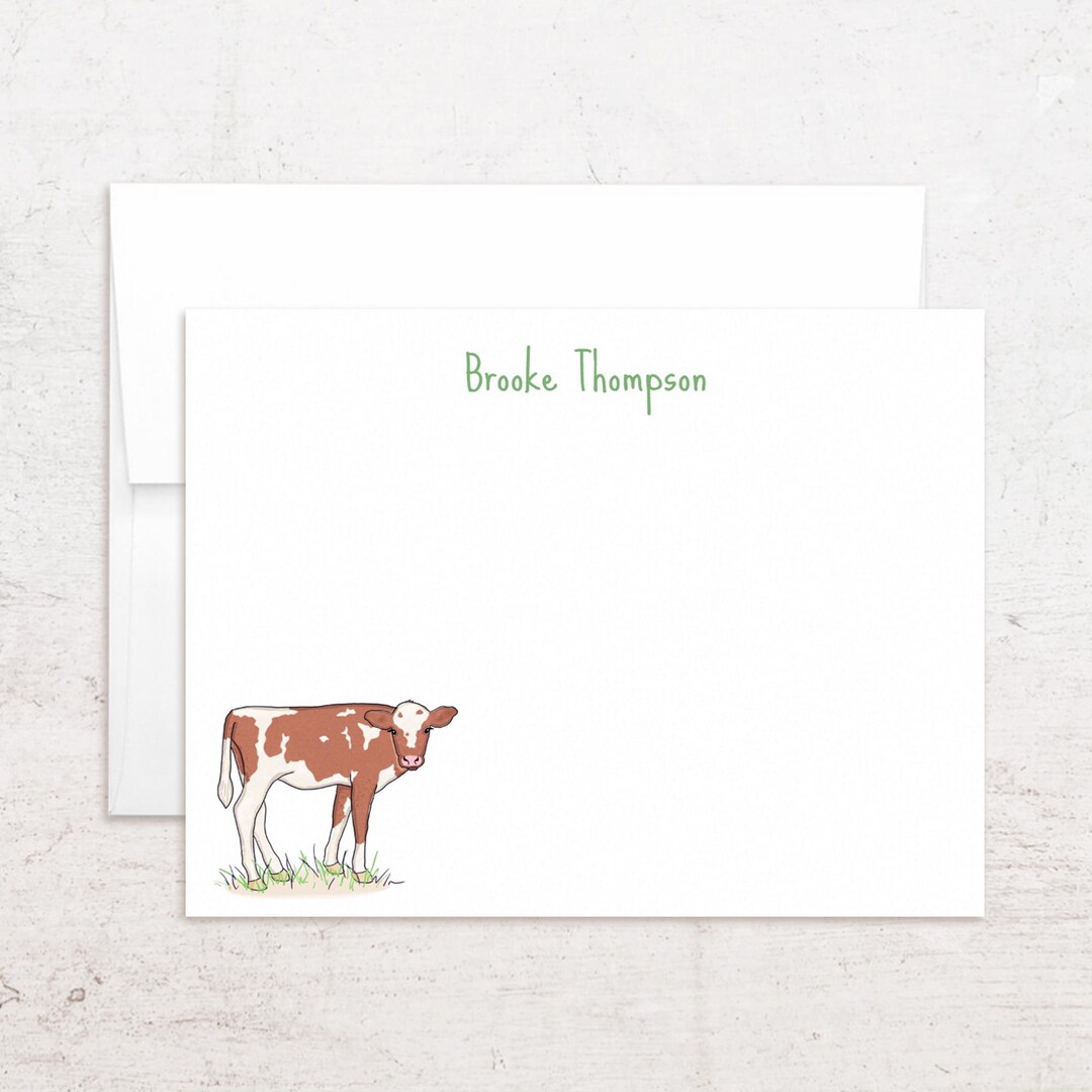 Cow Notes Personalized Cow Stationery - Cow Note Cards - Flat, Set of 10 + - Etsy
