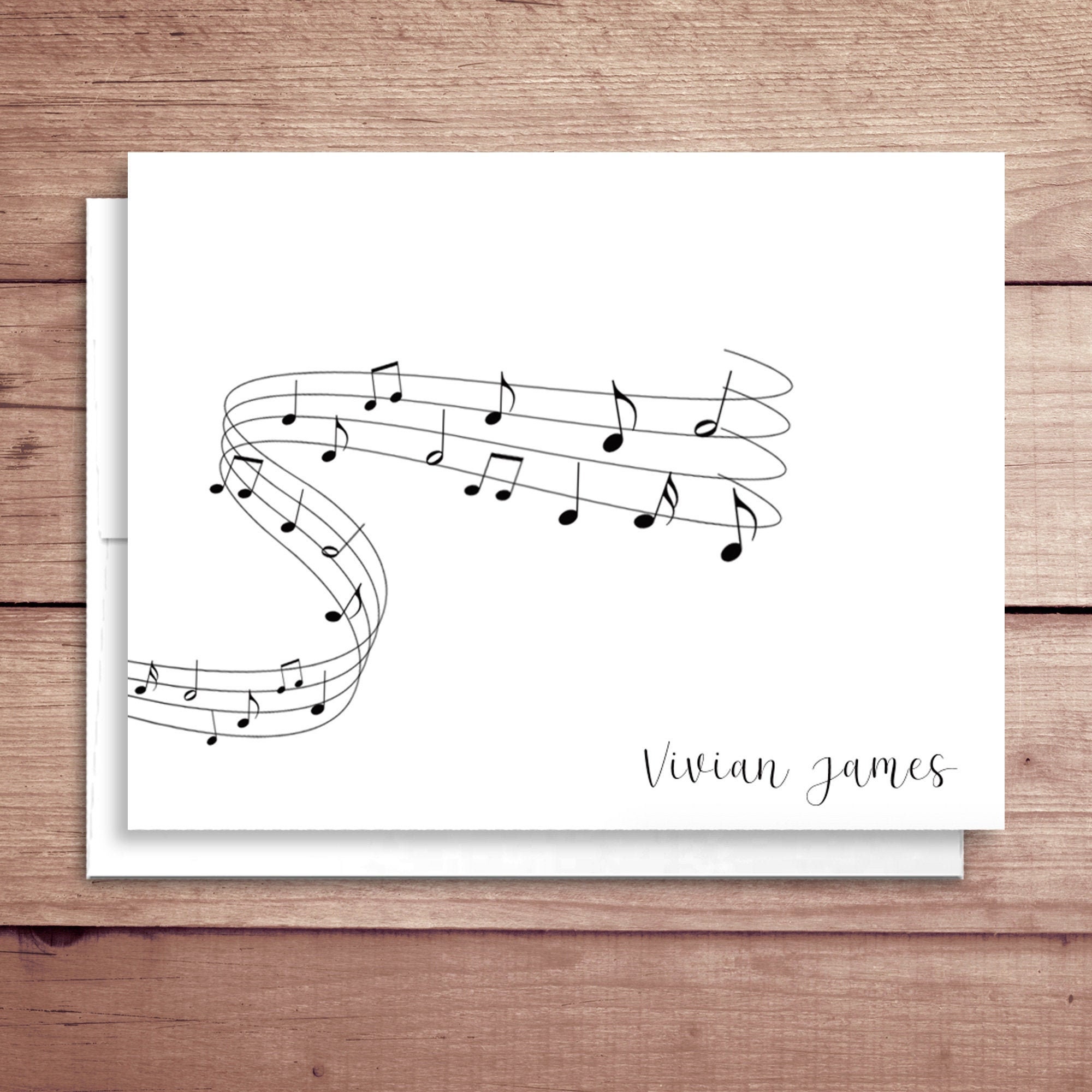 Music Note Cards Folded Note Cards Personalized Music Etsy