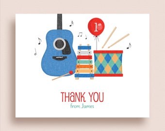 Music Note Cards - Music Folded Note Cards - Personalized Music Stationery - Music Party Thank You Notes - Music Party Note Cards