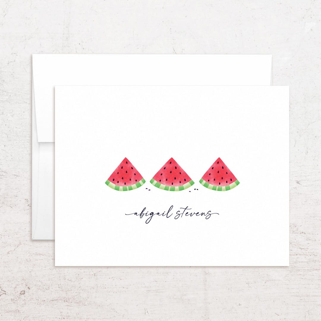 Personalized Watermelon Stationery - Watermelon Note Cards - Folded Set ...
