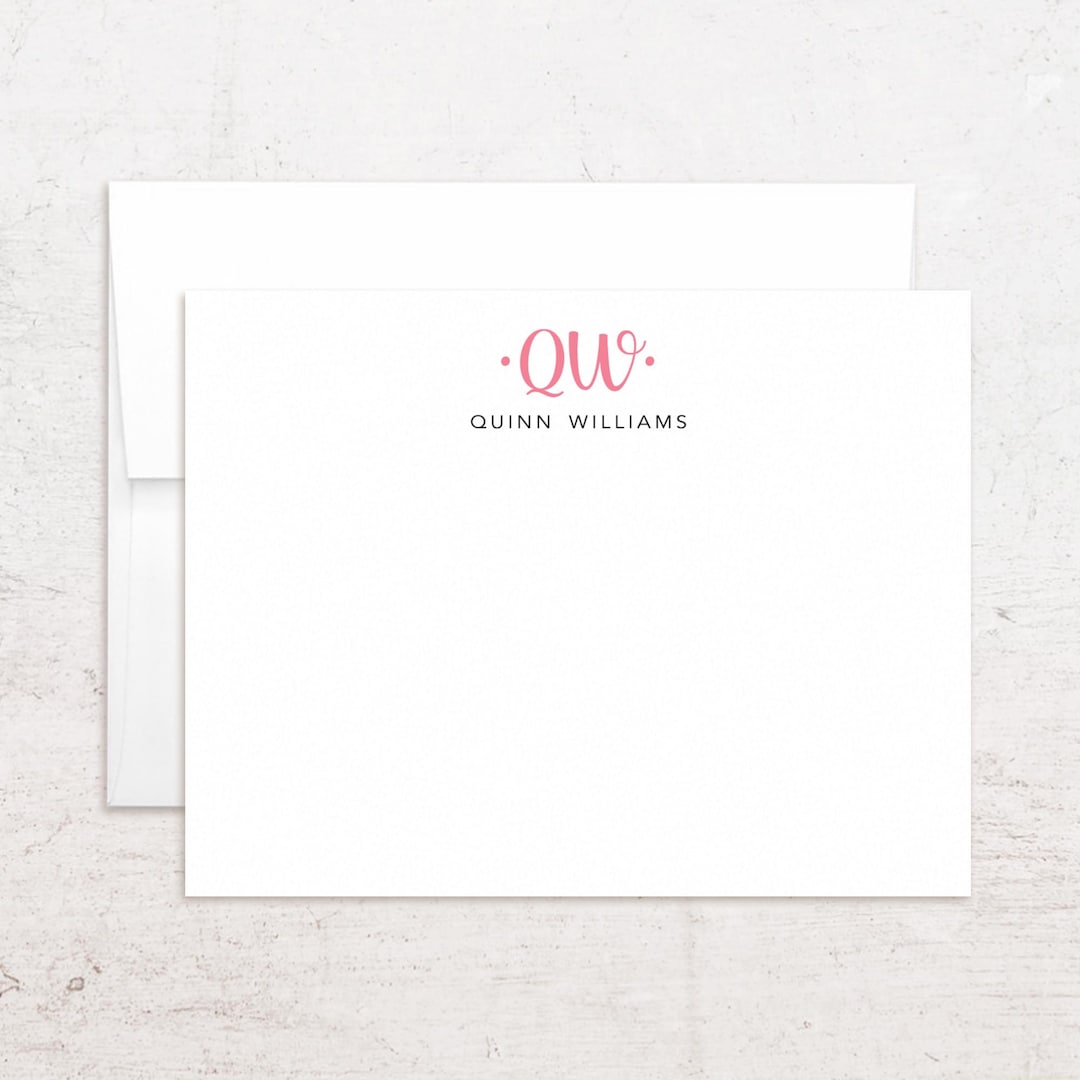 Personalized Casual Monogram Stationery - Custom Note Cards - 1, 2 or 3 ...