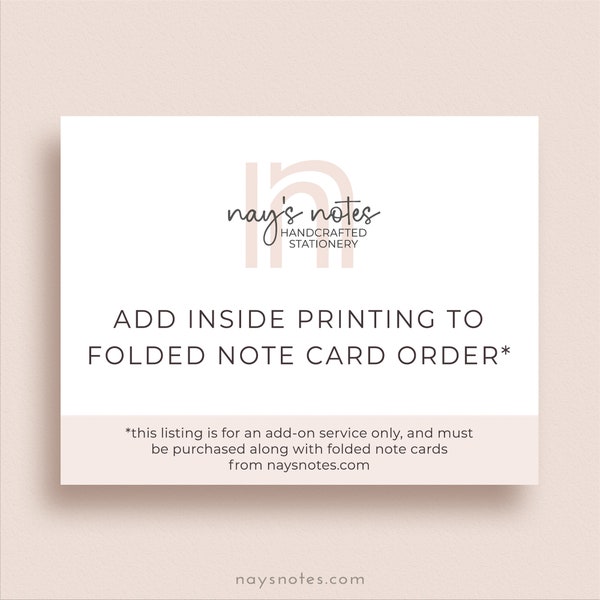 ADD Inside Printing to Folded Note Card Order (from Nay’s Notes) - Match Font to Note Cards