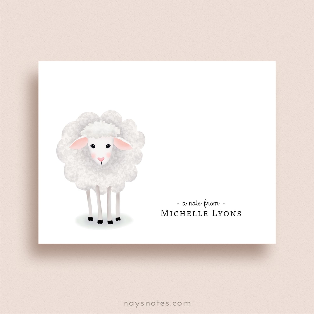 Sheep Note Cards - Folded Note Card Set - Personalized Sheep Stationery ...