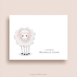 Sheep Note Cards - Folded Note Card Set - Personalized Sheep Stationery - Custom Lamb Notes - Lamb Lover Gift - Sheep Illustration