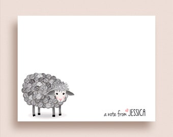 Sheep Knitting Note Cards - Flat Note Cards - Personalized Knitting Stationery - Crochet Stationery - Yarn Sheep - Knitters Note Card