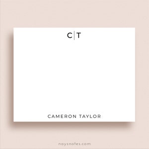 May include: White stationery card with a black monogram "C|T" and the text "CAMERON TAYLOR" at the bottom. The website "naysnotes.com" is printed in the bottom right corner.