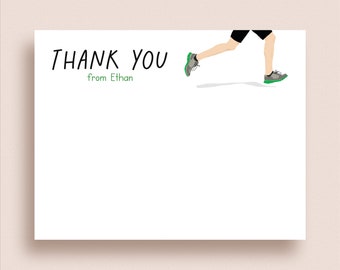 Running Note Cards - Flat Note Cards - Runner Thank You - Male Runner Stationery - Running Stationery - Marathon Thank You