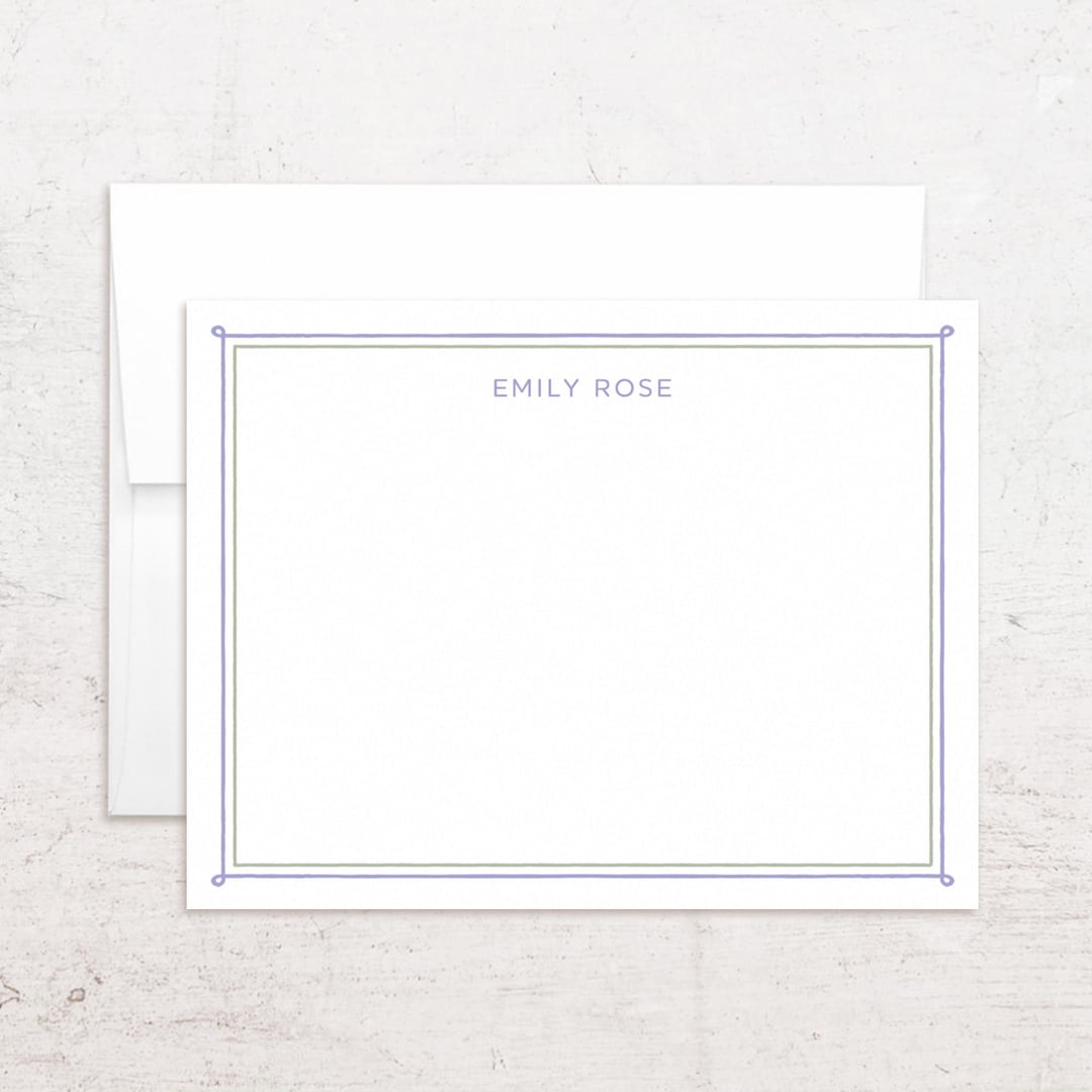 Personalized Border Stationery - Custom Name Note Cards - Flat Notes - Etsy