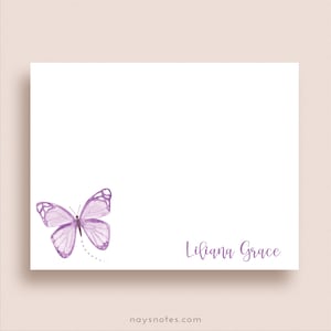 Butterfly Note Cards - Butterfly Flat Note Cards - Personalized Butterfly Stationery - Butterfly Thank You Notes - Illustrated Note Cards