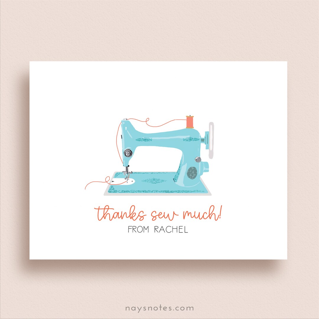 Sewing Machine Note Cards Folded Note Cards Personalized Sewing