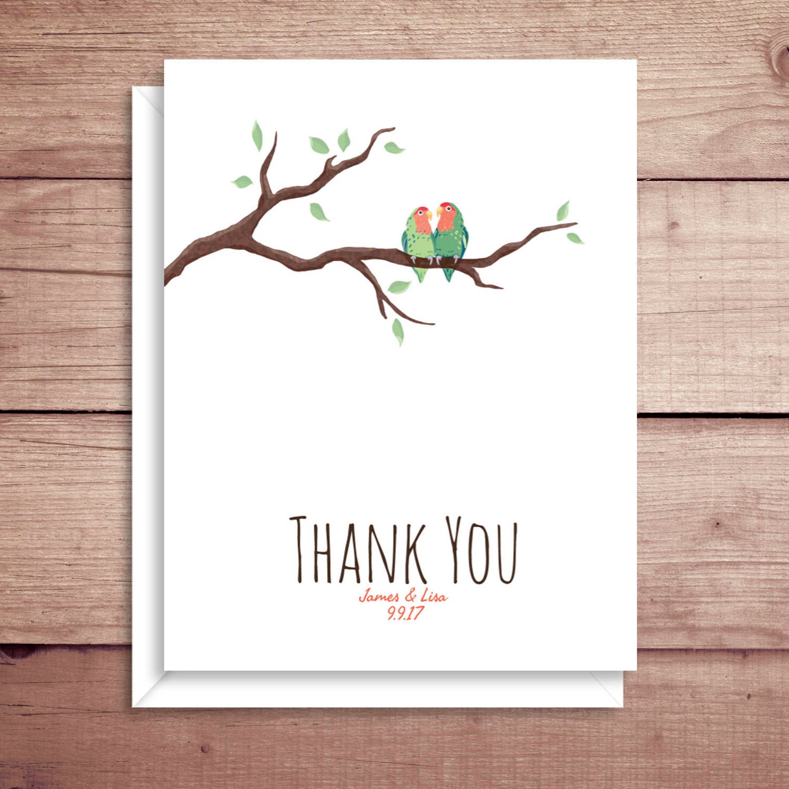 Lovebirds Note Card Bridal Thank You Lovebirds Thank You | Etsy