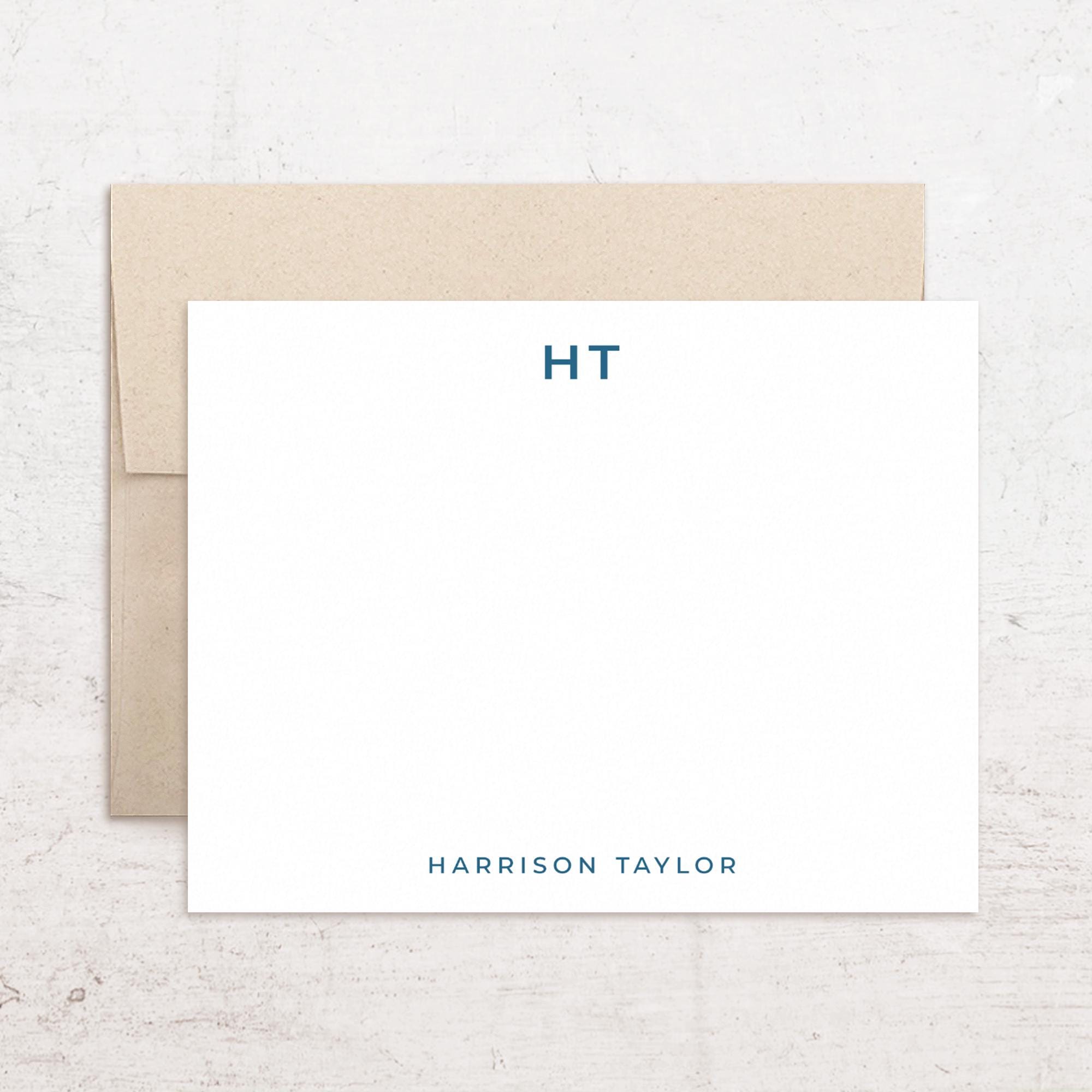 Personalized Monogram Stationery - Custom Note Cards - Modern Block ...