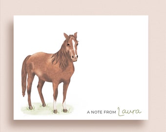 Horse Note Cards - Folded Note Cards - Personalized Horse Stationery - Horse Thank You Notes - Illustrated Horse Note Cards