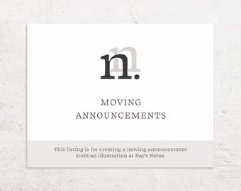 Anuncios de mudanza - Ilustración de notas de Nay - Tarjetas planas