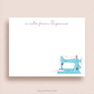 Sewing Note Cards - Flat Note Cards - Personalized Sewing Machine Stationery - Sewing Machine Note Card - Personalized Sewing Stationery