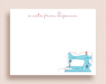 Sewing Note Cards - Flat Note Cards - Personalized Sewing Machine Stationery - Sewing Machine Note Card - Personalized Sewing Stationery