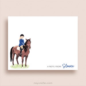 Equestrian FLAT Note Cards - Horse Flat Notes - Horse Stationery - Horse and Rider Note Cards - Equestrian Notes - Horse Note Cards