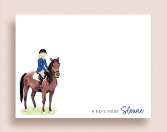 Equestrian FLAT Note Cards - Horse Flat Notes - Horse Stationery - Horse and Rider Note Cards - Equestrian Notes - Horse Note Cards