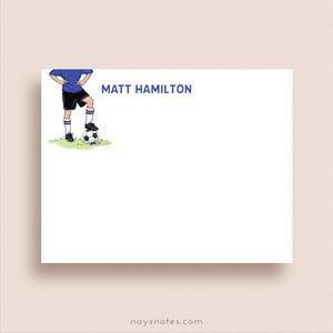Soccer Flat Note Card Set - Personalized Soccer Stationery
