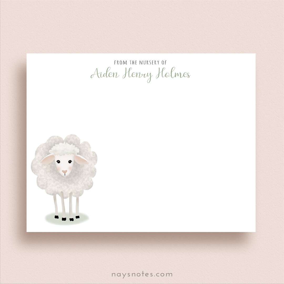 Lamb Note Cards Flat Note Cards Lamb Thank You Notes Lamb Baby