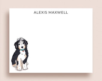 Bernedoodle Note Cards - Flat Note Cards - Personalized Bernedoodle Stationery - Dog Stationery - Dog Thank You Notes