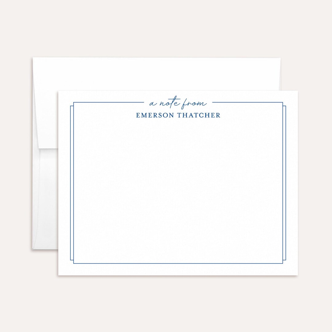 Personalized Stationery - Custom Name Note Cards - Classic Border ...