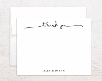 Custom Thank You Notes - Personalized Wedding Stationery - Swash Font - Flat Cards