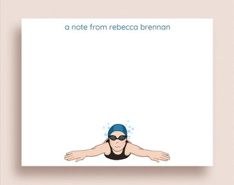 Swimmer Note Cards - Swimmer Flat Notes - Swimmer Thank You Notes - Swimming Note Cards - Swimmer Stationery - Swim Stationery