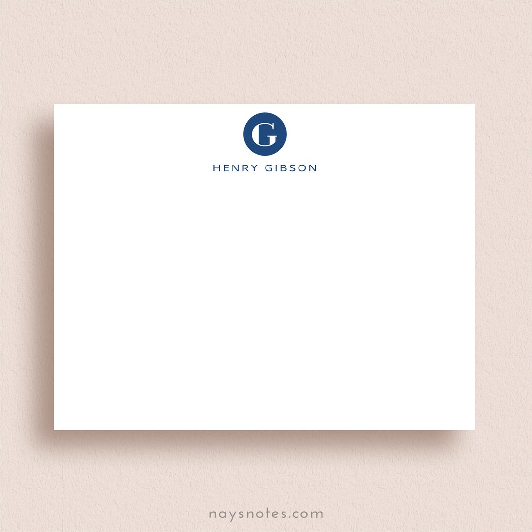 Personalized Note Cards - Circle Monogram Stationery - Flat Note Card ...