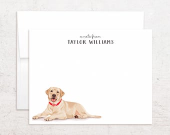 Lab Note Cards - Personalized Labrador Retriever Stationery - Flat Notes
