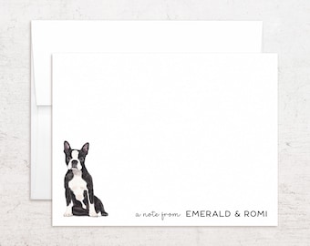 Boston Terrier Note Cards - Personalized Boston Terrier Stationery - Custom Flat Notes