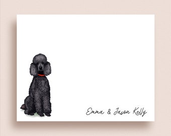 Poodle Note Cards - Poodle Flat Note Cards - Personalized Poodle Stationery - Poodle Thank You Notes - Standard Poodle Note Cards