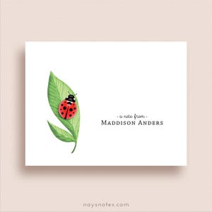 Personalized Ladybug Stationery - Folded Note Card Set