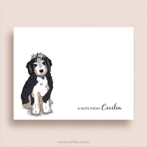 Bernedoodle Note Cards - Bernedoodle Folded Note Cards - Personalized Bernedoodle Stationery - Dog Stationery - Dog Thank You Notes
