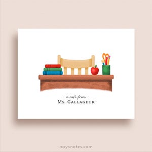 Teacher Note Cards - Folded Note Card Set - Personalized Teacher Stationery - Gift for Teacher - Teacher Desk Note - End of School Year Gift