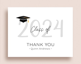 Graduation Note Cards - Grad Thank You Cards - Graduation Stationery - Graduation Thank You Notes - Folded Grad Note Cards