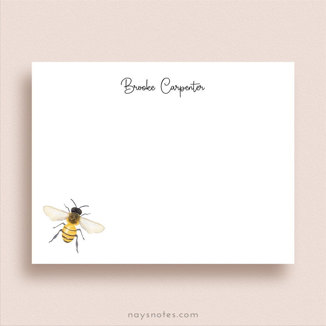 Bee Note Cards Flat Note Cards Personalized Honey Bee Stationery